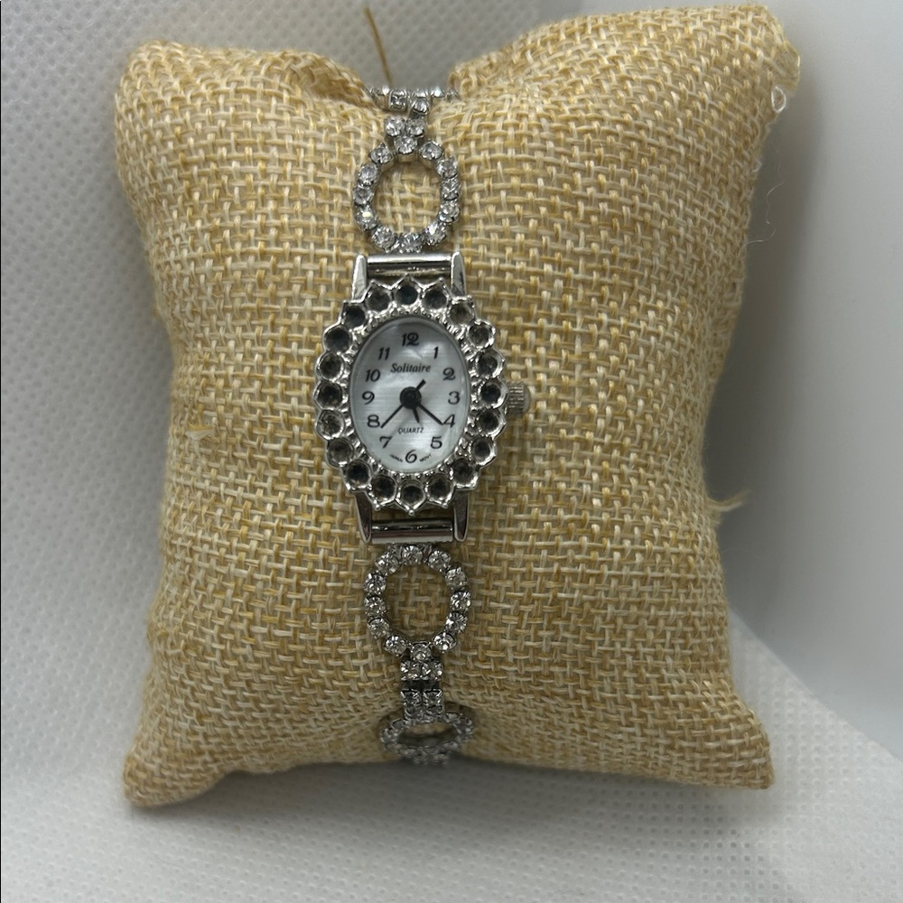 Solitaire Silver Women's Watch with Crystal Accents
